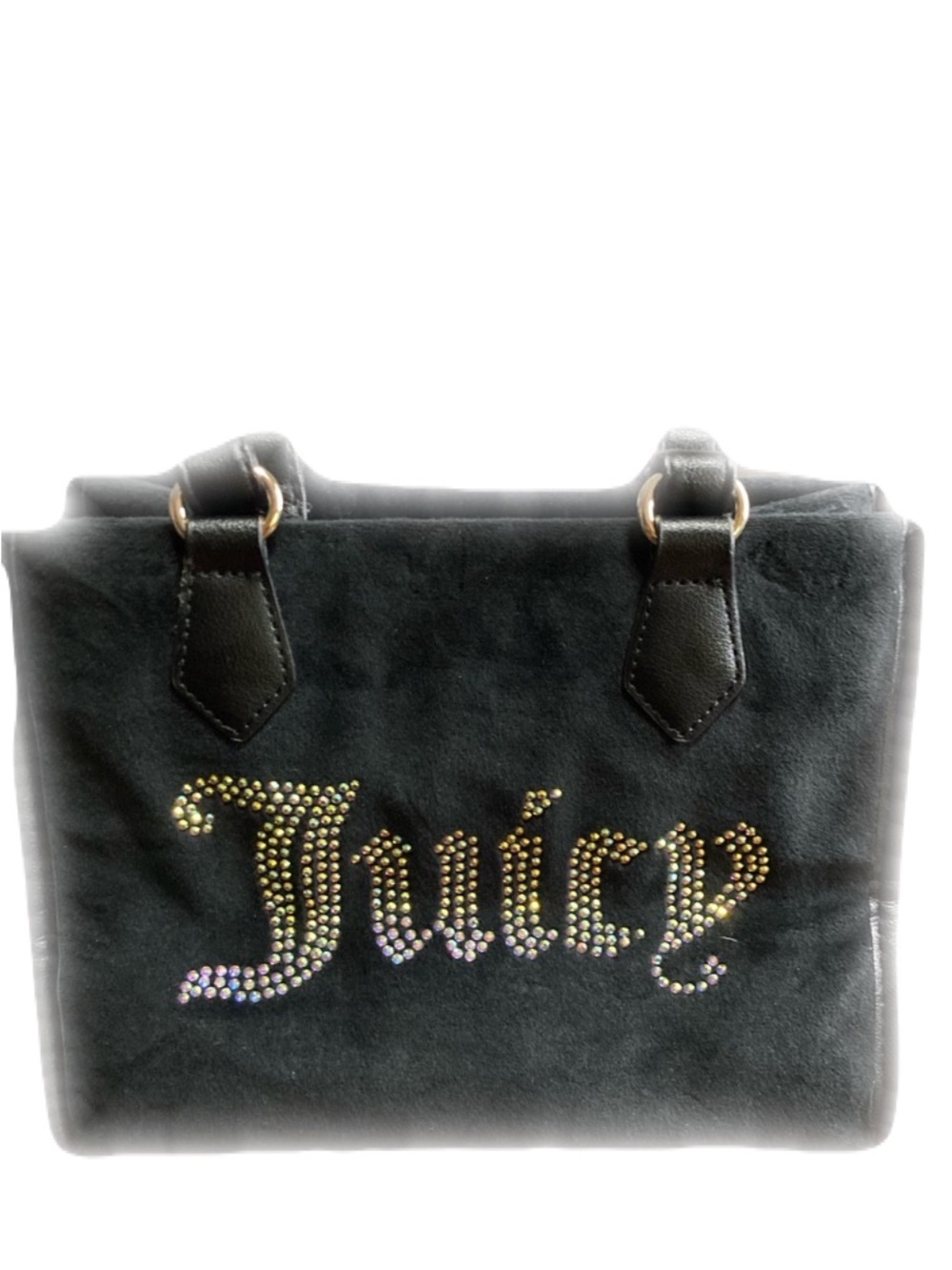 Juicy Couture Rhinestone Logo Tote Licorice Black Plush Tote Bag NWOT